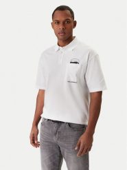 KARL LAGERFELD Polo 745127 561225 Biały Regular Fit. Białe koszulki polo męskie KARL LAGERFELD, m, bez wzorów, z bawełny, bez kołnierzyka, bez ramiączek. Za 579.99 zł.