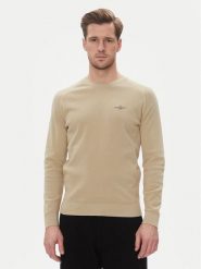 Aeronautica Militare Sweter 251MA1556L560 Beżowy Regular Fit. Brązowe kardigany męskie Aeronautica Militare, l, bez wzorów, z bawełny, bez ramiączek. Za 349.99 zł.