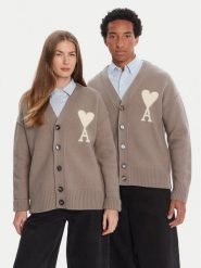 AMI Paris Kardigan UKC090.KN0090 Szary Relaxed Fit. Szare kardigany męskie AMI PARIS, l, bez wzorów, z wełny, bez ramiączek. Za 1,869.00 zł.