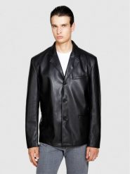 Sisley Kurtka z imitacji skóry 2NHCSW01D Czarny Regular Fit. Czarne kurtki męskie Sisley, m, bez wzorów, ze skóry, bez ramiączek, bez kaptura. Za 589.99 zł.