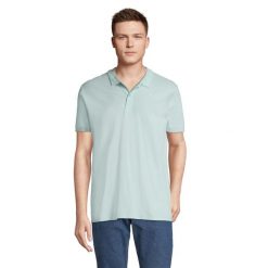 Męska Koszulka Polo Planet. Niebieskie koszulki polo męskie SOL'S, m, bez wzorów, sportowe, bez kołnierzyka, bez ramiączek. Za 64.99 zł.
