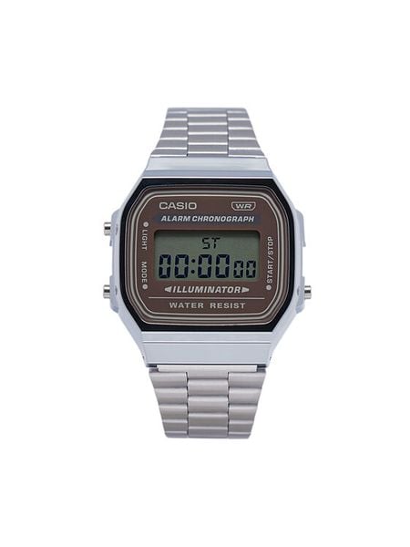 Casio Zegarek A168WA-5AYES Srebrny. Szare, cyfrowe zegarki męskie Casio, srebrne. Za 199.99 zł.