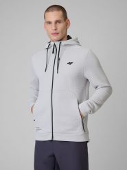 4F Bluza treningowa regular z kapturem męska - biała XXL. Białe bluzy rozpinane męskie 4f, m, bez wzorów, bez ramiączek, z kapturem. Za 249.99 zł.