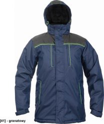 CERVA CREMORNE parka - męska zimowa parka, stały kaptur, przedłużony tył, 100% poliester - granatowy XL. Niebieskie parki męskie CERVA, na zimę, m, bez wzorów, z poliesteru, bez kaptura. Za 202.63 zł.