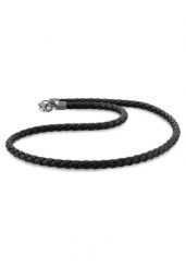 KUZZOI Plecionka męska z prawdziwej skóry w kolorze czarnym w srebrze próby 925 Sterling Silver Biżuteria męska 1 ct Męskie. Czarna biżuteria dla mężczyzn KUZZOI, z materiału, srebrne. Za 322.14 zł.