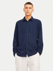 Jack & Jones Koszula Joshua 12258429 Granatowy Slim Fit. Niebieskie koszule męskie Jack & Jones, m, bez wzorów, z bawełny, bez kołnierzyka, bez ramiączek. Za 69.99 zł.