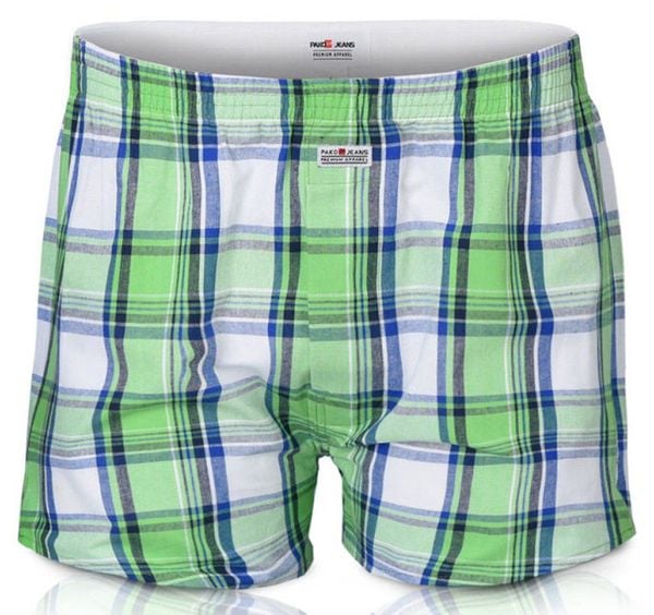 Luźne Męskie Bokserki, Bawełniane - Pako Jeans - Zielone w Kratę. Zielone bokserki męskie Pako Jeans, l, bez wzorów, z bawełny. Za 33.00 zł.