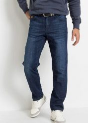 Jeansy classic fit z wzmocnionym krokiem, tapered. Niebieskie jeansy męskie bonprix, bez wzorów, z jeansu. Za 179.99 zł.