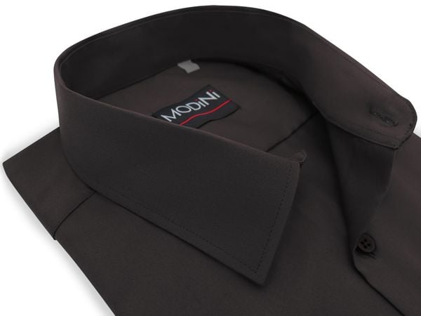 Brązowa gładka koszula męska MODINI A70. Brązowe koszule męskie Modini Moda Męska, m, bez wzorów, z bawełny, bez kołnierzyka, bez ramiączek. W wyprzedaży za 189.00 zł.