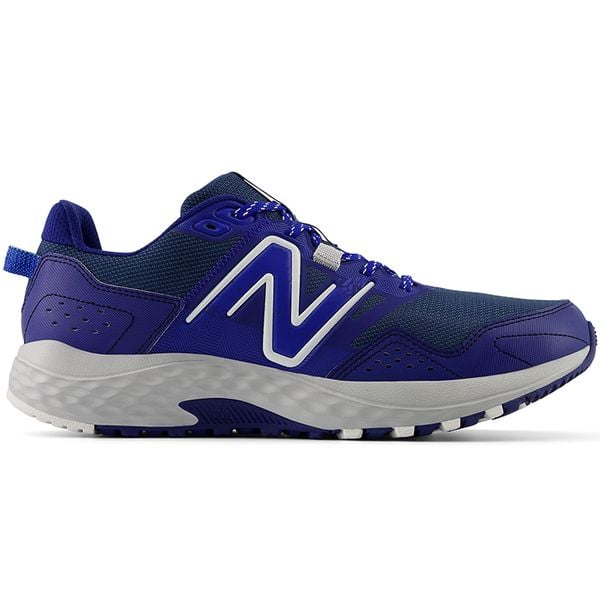 Buty męskie New Balance MT410CH8 – niebieskie. Niebieskie buty do biegania męskie New Balance, bez wzorów, z materiału, bez zapięcia, do biegania. Za 369.99 zł.