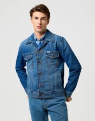 MĘSKA KURTKA WRANGLER DENIM JACKET MYSTIC 112371358. Kurtki męskie Wrangler, m, bez wzorów, z denimu, bez ramiączek, bez kaptura. Za 299.99 zł.