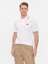 Hugo Polo Deresino232 50490775 Biały Slim Fit. Białe koszulki polo męskie Hugo, m, bez wzorów, z bawełny, bez kołnierzyka, bez ramiączek. Za 269.99 zł.