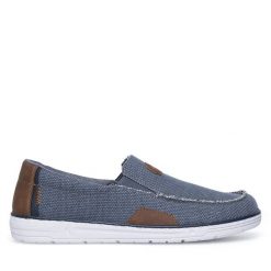Półbuty Rieker. Niebieskie codzienne półbuty męskie Rieker, bez wzorów, bez obcasa, bez zapięcia. Za 299.99 zł.