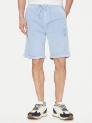 Aeronautica Militare Szorty sportowe 251BF016F583 Błękitny Regular Fit. Niebieskie szorty sportowe męskie Aeronautica Militare, bez wzorów, z bawełny, sportowe. Za 459.99 zł.