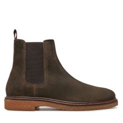 Sztyblety Marco Tozzi. Brązowe sztyblety męskie Marco Tozzi, bez obcasa, bez zapięcia. Za 319.99 zł.