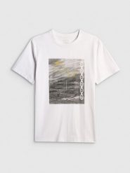 4F T-shirt regular z nadrukiem męski - biały S. Białe t-shirty męskie 4f, m, bez wzorów, z bawełny, bez kołnierzyka, bez ramiączek. Za 79.99 zł.