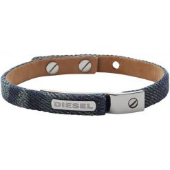 Diesel Męska Bransoletka Denim dx0974040. Szare biżuteria dla mężczyzn Diesel, z denimu. W wyprzedaży za 373.00 zł.