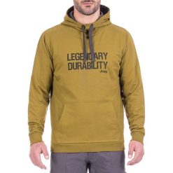 Bluza w kolorze zielonym. Zielone bluzy nierozpinane męskie marki Jeep, m, z nadrukiem, z kapturem. W wyprzedaży za 119.95 zł.
