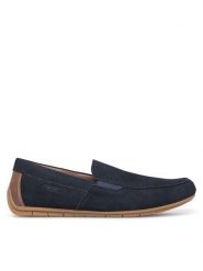 Rieker Mokasyny 09555-14 Granatowy. Niebieskie mokasyny męskie Rieker, z nubiku, bez zapięcia. Za 369.99 zł.