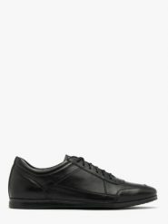 Czarne półbuty męskie. Czarne eleganckie półbuty męskie Ryłko, ze skóry, bez obcasa, bez zapięcia. W wyprzedaży za 349.99 zł.