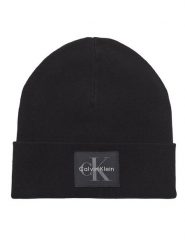 Calvin Klein Czapka Monologo LV04D8088G Czarny. Czarne czapki męskie Calvin Klein, na zimę, bez wzorów, z materiału. Za 169.99 zł.