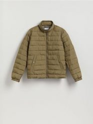Pikowana kurtka ze stójką - jasny zielony. Zielone kurtki męskie Reserved, l, bez wzorów, z tkaniny, bez ramiączek, bez kaptura. Za 199.99 zł.