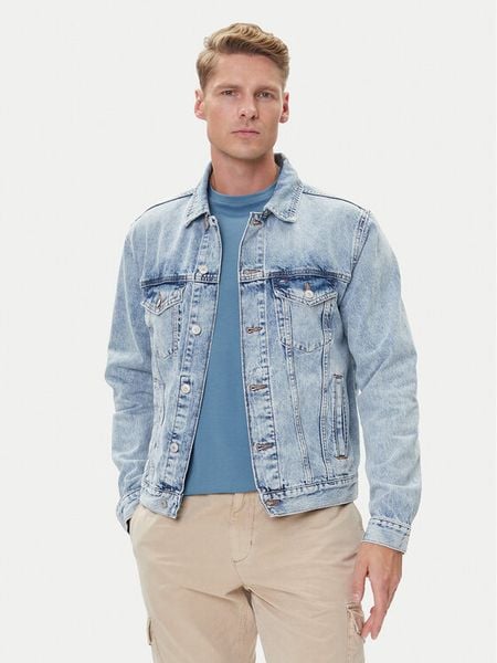 Tommy Jeans Kurtka jeansowa Ryan DM0DM21242 Niebieski Regular Fit. Niebieskie kurtki męskie Tommy Jeans, m, bez wzorów, z bawełny, bez ramiączek, bez kaptura. Za 509.99 zł.
