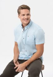 Koszula z lnem, Regular Fit, C-LIN. Niebieskie koszule męskie Volcano, m, bez wzorów, z bawełny, bez kołnierzyka, bez ramiączek. Za 139.99 zł.