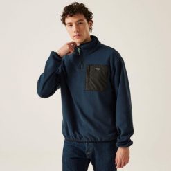 Polar turystyczny męski Frankie Half Zip. Niebieskie bluzy z polaru męskie Regatta, m, bez wzorów, z polaru, eleganckie, bez ramiączek, bez kaptura. Za 139.99 zł.