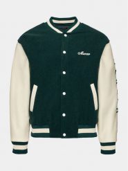 Mercer Amsterdam Kurtka bomber The Varsity MEAP233001 Zielony Regular Fit. Zielone kurtki męskie Mercer Amsterdam, m, bez wzorów, z wełny, bez ramiączek, bez kaptura. Za 1,409.00 zł.