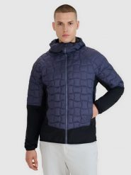 4F Kurtka puchowa trekkingowa z wypełnieniem Primaloft Black Insulation męska - szara L. Szare kurtki męskie 4f, l, bez wzorów, z dzianiny, klasyczne, bez ramiączek, bez kaptura. W wyprzedaży za 249.99 zł.