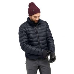 Kurtka puchowa Haglöfs ROC Flash Down. Czarne kurtki męskie Haglöfs, bez wzorów, z puchu, sportowe, bez ramiączek, bez kaptura. W wyprzedaży za 947.95 zł.