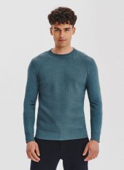 PAKO LORENTE - Turkusowy sweter męski. Niebieskie swetry męskie Pako Lorente, bez wzorów, z bawełny, bez kołnierzyka, bez ramiączek. Za 139.99 zł.