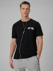 4F T-shirt regular gładki męski - czarny M. Czarne t-shirty męskie 4f, m, bez wzorów, z dresówki, bez kołnierzyka, bez ramiączek. Za 69.99 zł.