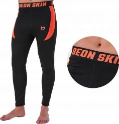 Beon Spodnie termoaktywne męskie Beon Skin Etna Black&Orange XXL. Czarne bielizna termoaktywna męska Beon, m, bez wzorów, bez ramiączek. Za 49.95 zł.