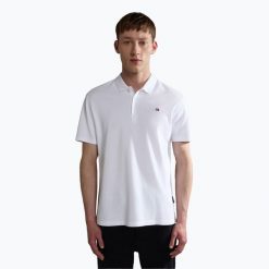 Koszulka polo męska Napapijri Ealis. Białe koszulki polo męskie Napapijri, m, bez wzorów, bez kołnierzyka, bez ramiączek. Za 219.99 zł.