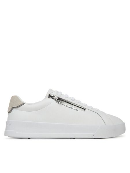 Tommy Hilfiger Sneakersy Th Court Zip FM0FM05730 Biały. Białe buty sportowe na co dzień męskie Tommy Hilfiger, m, bez wzorów, ze skóry, bez ramiączek, bez kaptura. Za 259.99 zł.