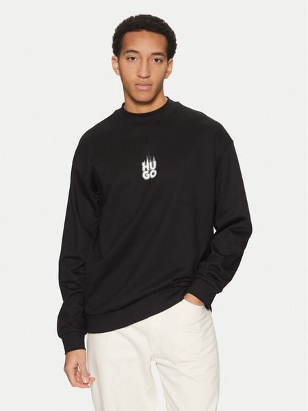 HUGO Bluza Durungu 50530427 Czarny Relaxed Fit. Czarne bluzy nierozpinane męskie Hugo, l, bez wzorów, z bawełny, bez ramiączek, bez kaptura. Za 409.99 zł.
