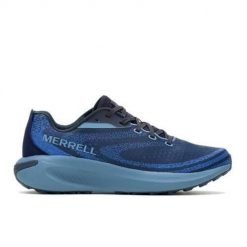 Buty do biegania męskie Merrell Morphlite. Niebieskie buty do biegania męskie Merrell, bez wzorów, z materiału, bez zapięcia, do biegania. Za 577.00 zł.