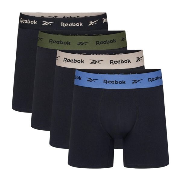 Bokserki męskie Reebok 4 sztuki. Czarne bokserki męskie Reebok, l, bez wzorów, z bawełny. Za 129.99 zł.