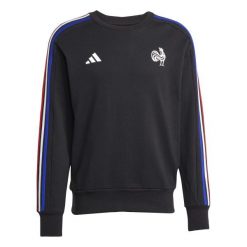 Bluza France Essentials 3-Stripes. Czarne bluzy nierozpinane męskie ADIDAS, bez wzorów, z bawełny, sportowe, bez ramiączek, bez kaptura. W wyprzedaży za 235.50 zł.