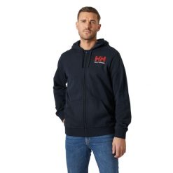 Bluza z kapturem z pełnym zamkiem błyskawicznym Helly Hansen Logo. Niebieskie bluzy z kapturem męskie Helly Hansen, m, bez wzorów, z kapturem. Za 368.00 zł.