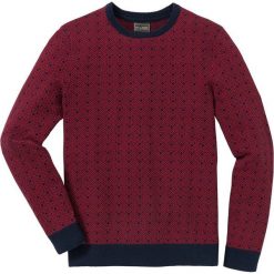 Sweter w delikatny wzór Regular Fit bonprix ciemnoniebiesko-czerwony rubinowy wzorzysty. Niebieskie swetry męskie bonprix, z dzianiny. Za 89.99 zł.