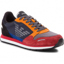 Sneakersy EMPORIO ARMANI - X4X215 XL200 A100 Scarlet/Prus.Blu/Blk. Niebieskie buty sportowe na co dzień męskie Emporio Armani, z materiału. Za 709.00 zł.