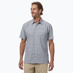 Koszula męska Royal Robbins Hempline. Niebieskie koszule męskie ROYAL ROBBINS, m, bez wzorów, bez kołnierzyka, bez ramiączek. Za 239.99 zł.