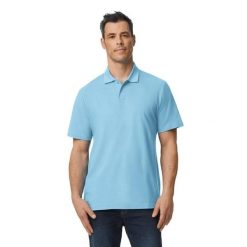 Męska Koszulka Polo Softstyle Pique. Niebieskie koszulki polo męskie GILDAN, m, bez wzorów, bez kołnierzyka, bez ramiączek. Za 64.99 zł.