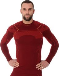 Brubeck LS13040A Bluza męska THERMO bordowy XL. Czerwone bluzy nierozpinane męskie Brubeck, m, bez wzorów, bez ramiączek, bez kaptura. Za 215.99 zł.