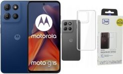 Smartfon Motorola Moto G15 8/128GB Granatowy (PB6E0062PL) + Etui Clear Case. Niebieskie smartfony Motorola. Za 432.00 zł.