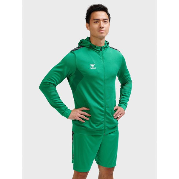 Poliestrowa bluza dresowa z kapturem i zamkiem błyskawicznym Hummel Authentic. Zielone bluzy nierozpinane męskie HUMMEL, s, bez wzorów, z dresówki, z kapturem. Za 255.00 zł.
