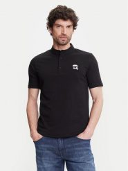 KARL LAGERFELD Polo 745023 552224 Czarny Regular Fit. Czarne koszulki polo męskie KARL LAGERFELD, m, bez wzorów, z bawełny, bez kołnierzyka, bez ramiączek. Za 299.99 zł.